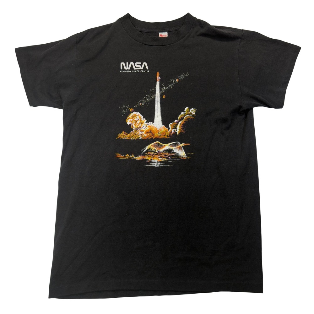 Vintage NASA Kennedy Space Center Mens L Shuttle Launch Bird Single Stitch Tee